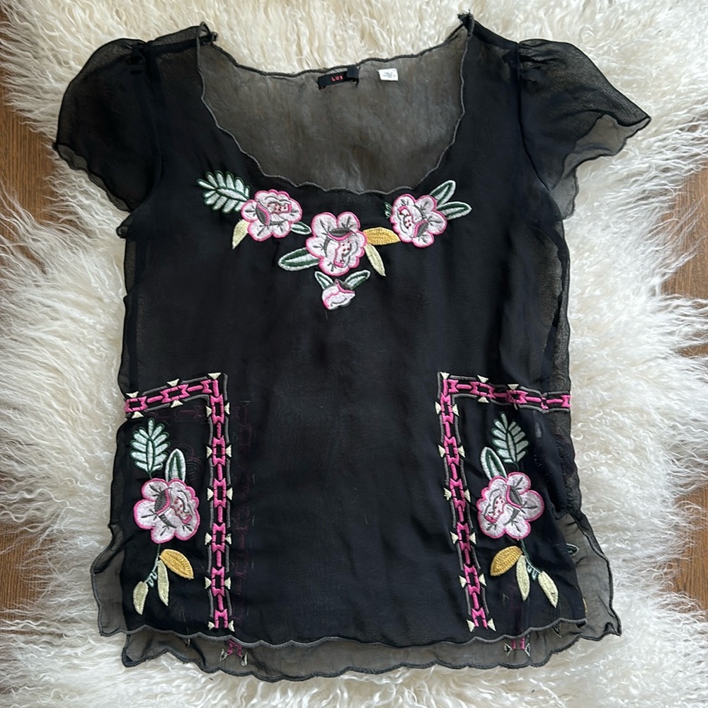 Sheer embroidered top